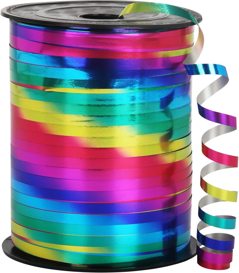 OMISELIO 500 Yard Rainbow Ribbon, Rainbow Curling Ribbon, Curly Ribbon for Gift Wrapping, Balloons, Parties, Weddings, Birthdays, Christmas - Image 1